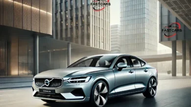 2025 Volvo S60 sedan in an urban setting, highlighting its sleek design.